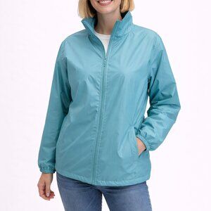Totes Teal Zip Jacket Medium Removable Hood Lightweight